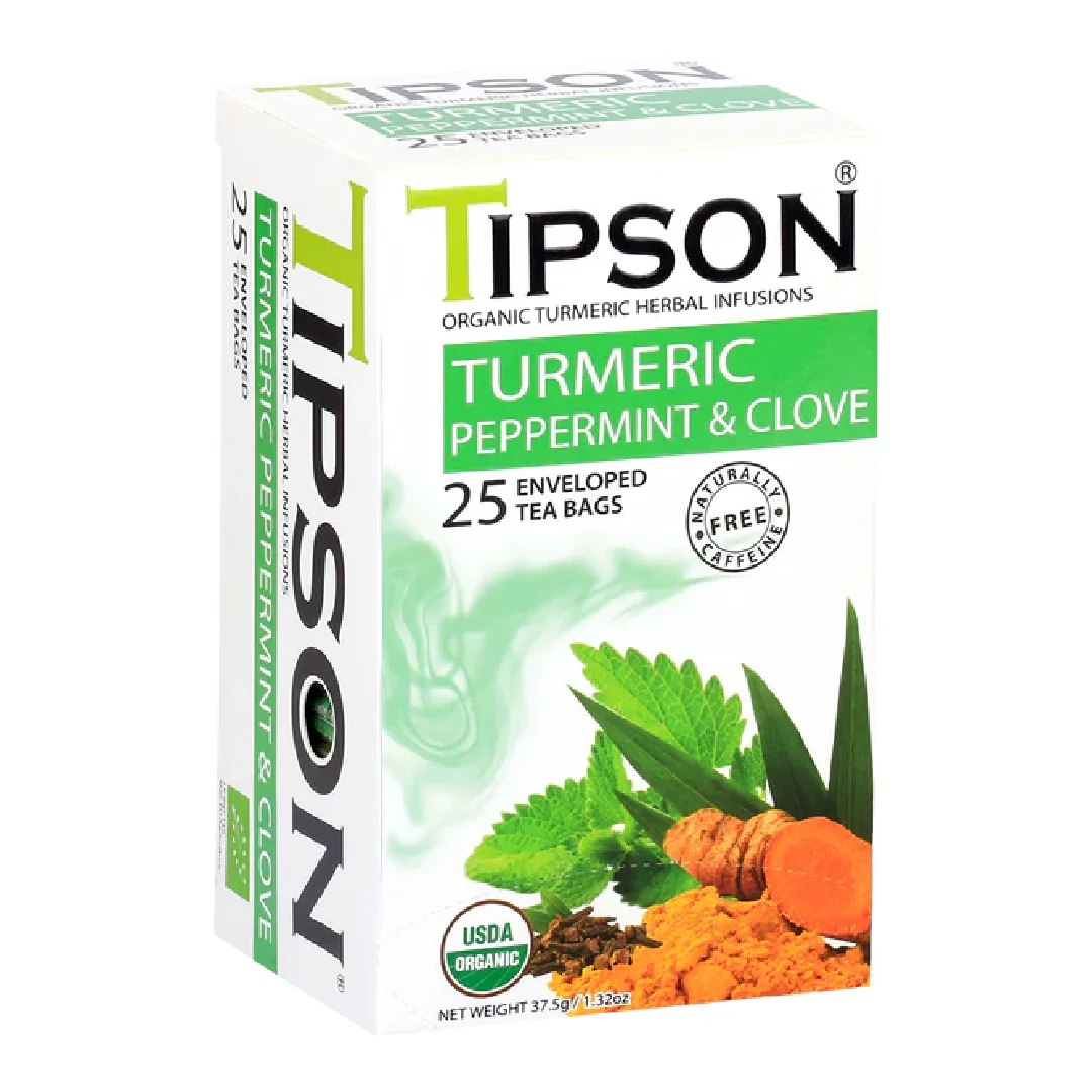 Ceai Eco Turmeric & Peppermint Clove, 25 Plicuri, Tipson