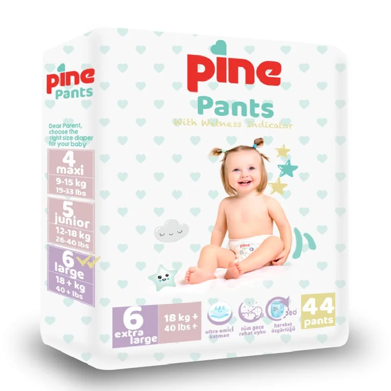 Scutece Tip Chilot Pants, 6 Extra Large, +18 Kg, 44 Bucăți, Pine