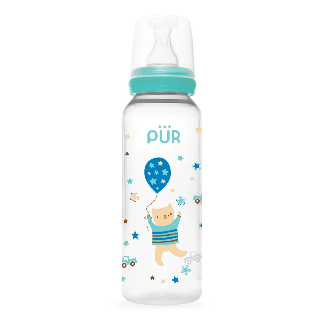 Biberon Cu Desen, Verde, +3 Luni, 250ml, Pur