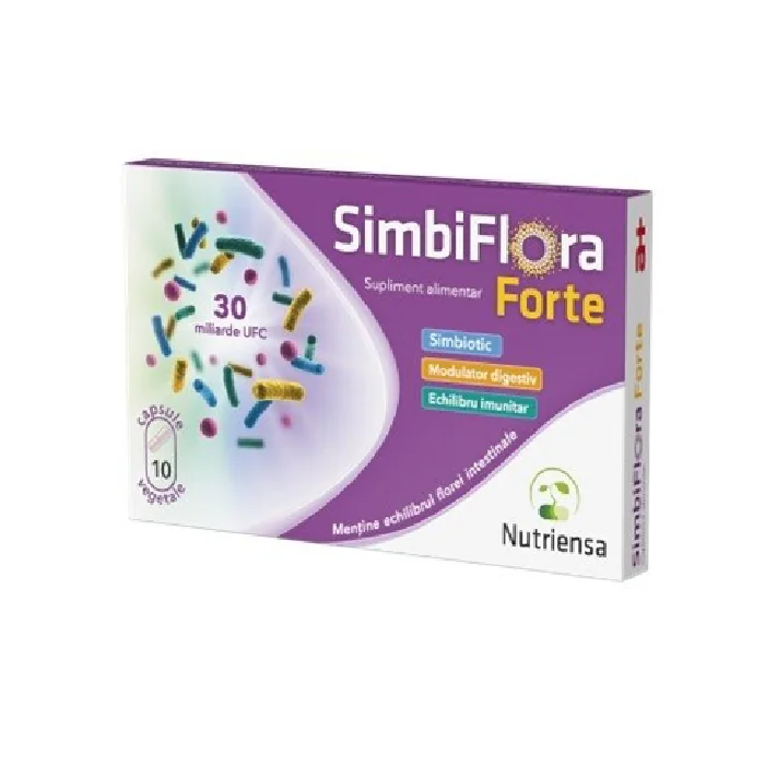 SimbiFlora Forte, 10 Capsule Vegetale, Antibiotice SA