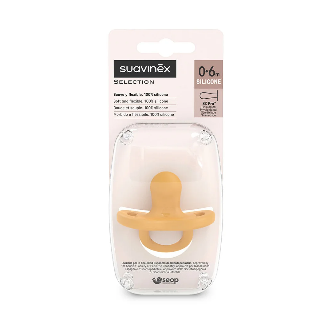 Suzeta Fiziologica Sx Pro Colour Essence, 0-6 Luni, Galben Mustar, 1 Bucata, Suavinex