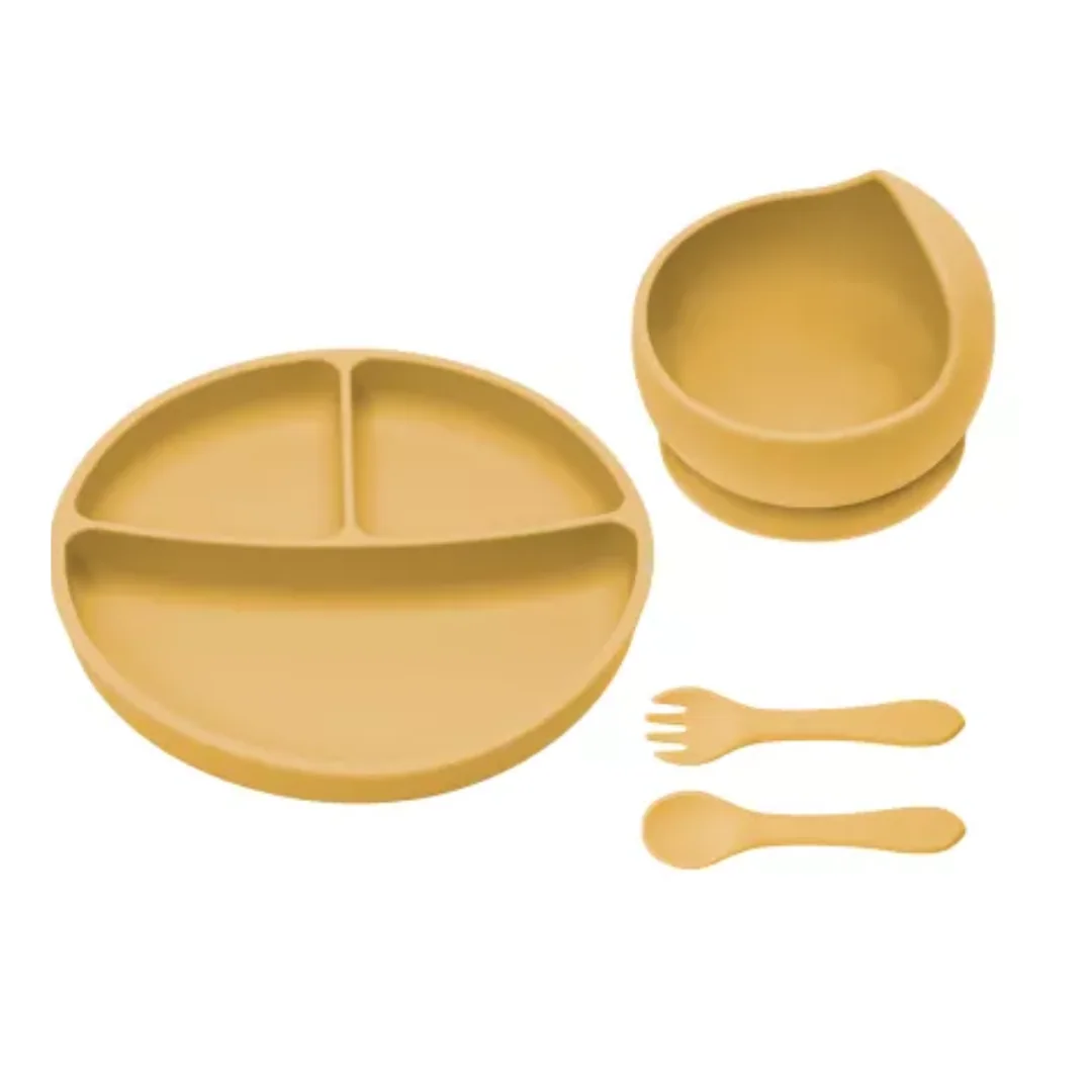 Set Diversificare Din Silicon Basic, 6 Luni+, Honey, Appekids