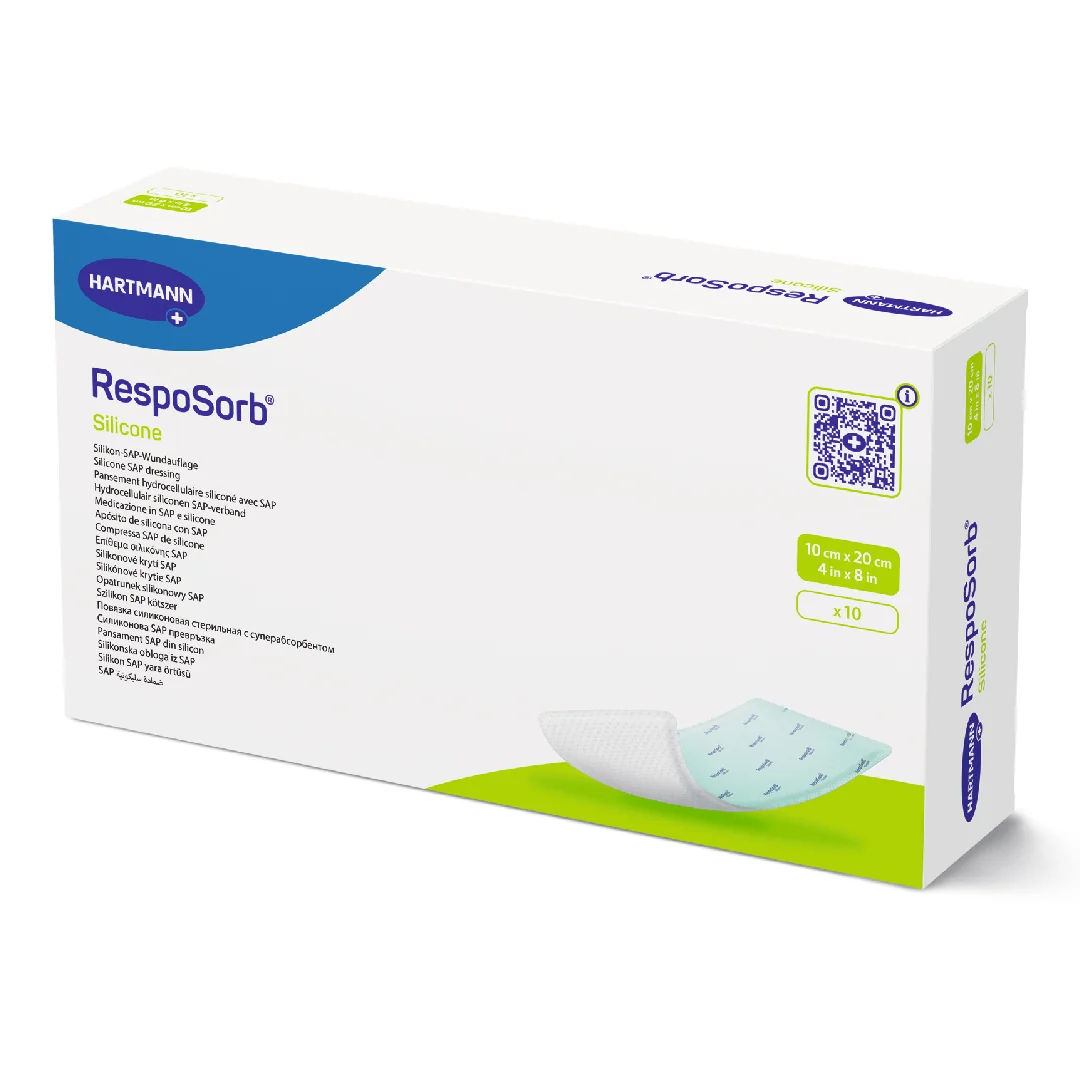 Pansament RespoSorb Silicone, 10*20 Cm, 10 Bucăți, Hartmann