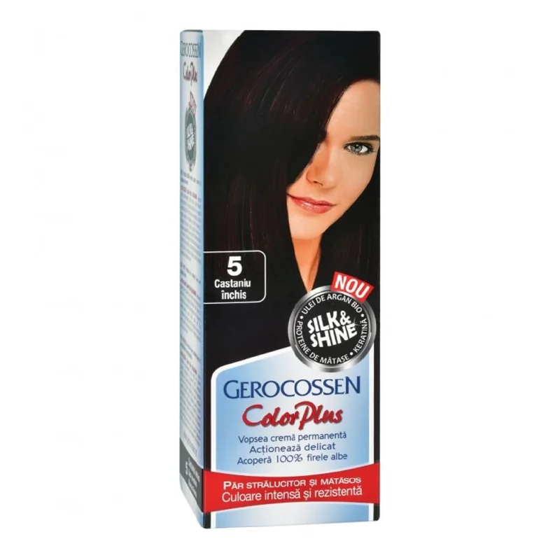 Vopsea De Par Silk&Shine, 5 Castaniu Inchis, 50ml, Gerocossen