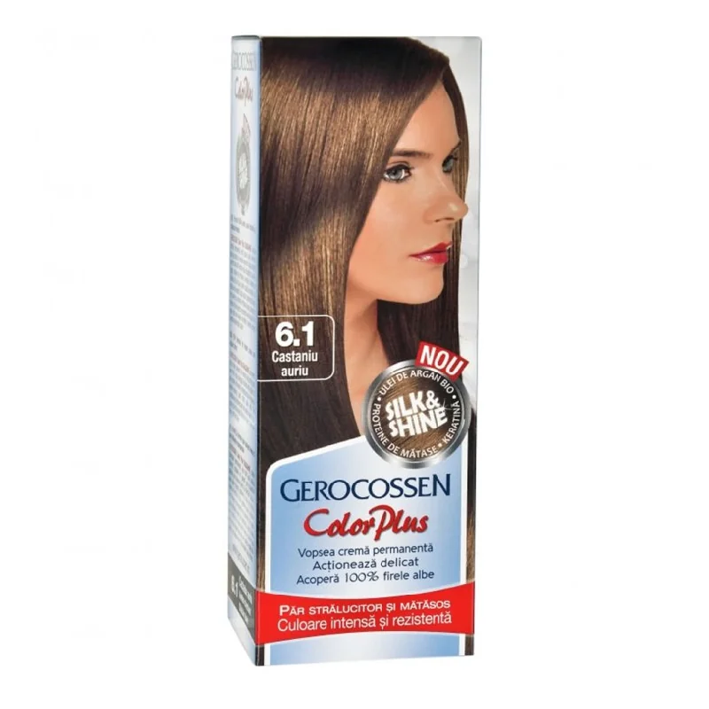 Vopsea De Par Silk & Shine, 6.1 Castaniu Auriu, 50ml, Gerocossen