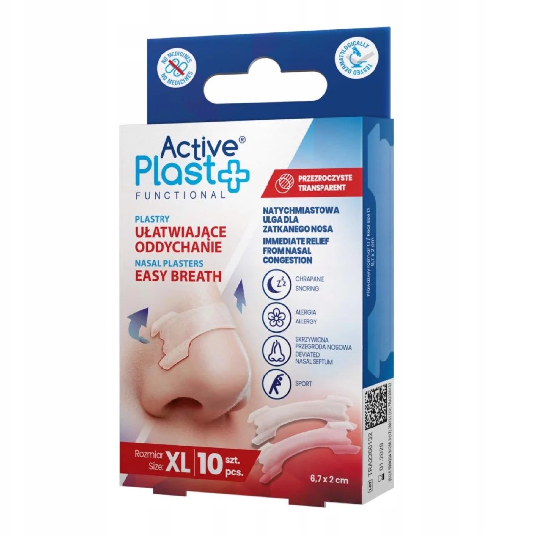 Plasturi Nazali Respiratie Usoara Transparenti Xl, 10 Bucati, ActivePlast