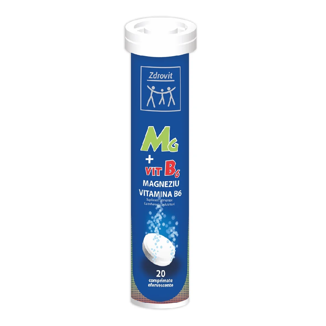 Magneziu + Vitamina B6, 20 Comprimate Efervescente, Zdrovit