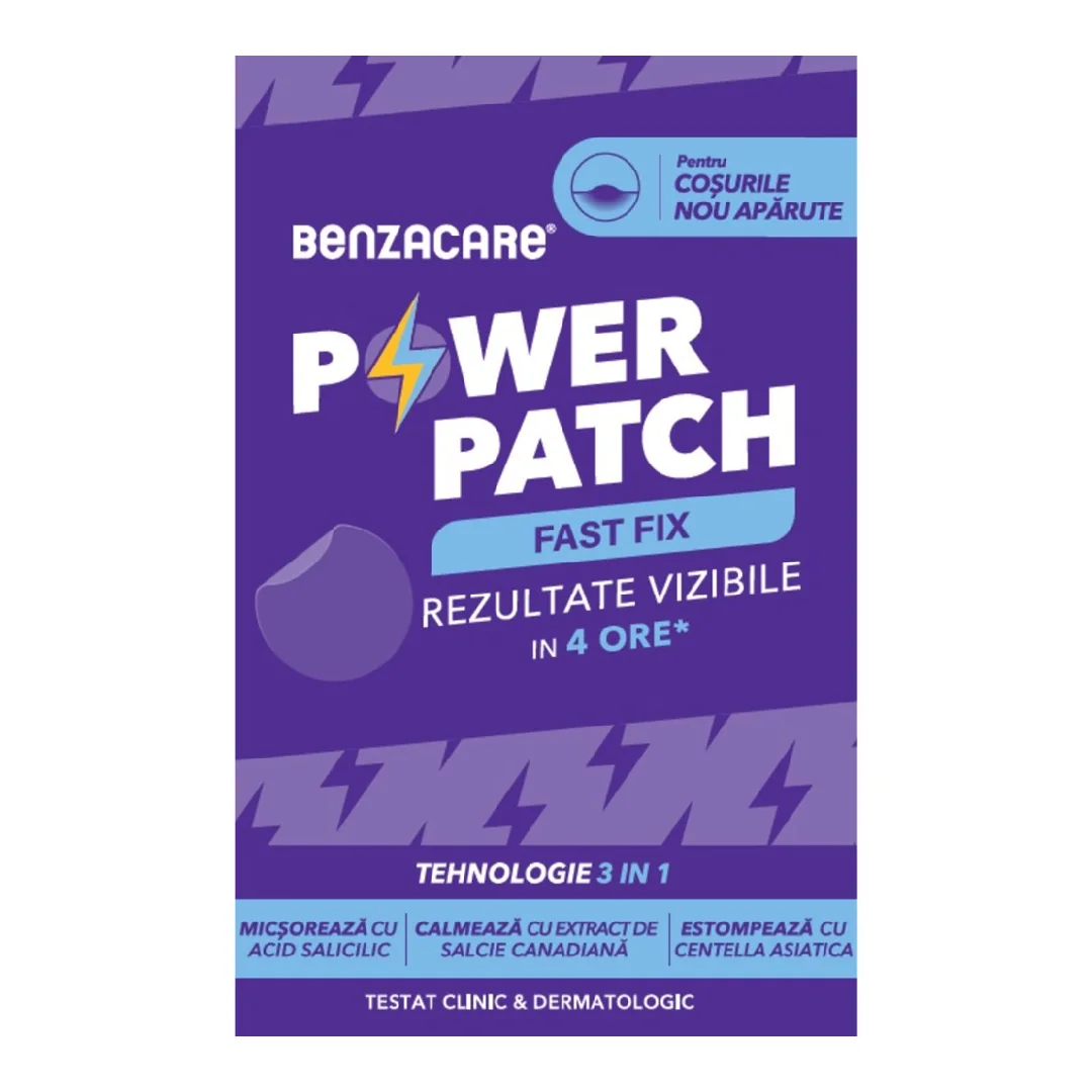 Plasturi Anti-Acnee Power Patch Fast Fix, 36 Bucăți, Benzacare