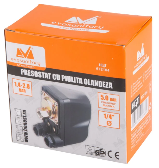 Presostat Cu Piulita 1.4-2.8 Bar,1/4 inch, Piulita: Olandeza, Evotools 672104