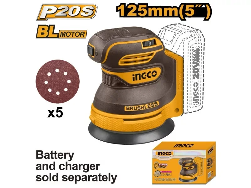 Slefuitor Orbital 20V 125mm CROSLI2002 – 8000-13000 rpm, Viteza Variabila, Talpa 125mm, Fara Acumulator si Incarcator
