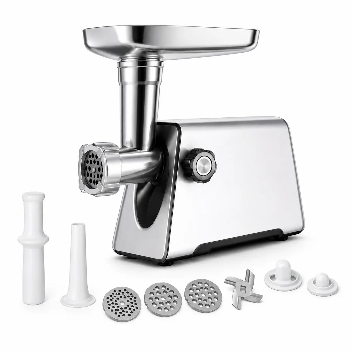 Masina de tocat carne INOX, 3500W, functie reverse, 3 in 1 cu adaptor chiftele, carnati CAMPION PROFESSIONAL