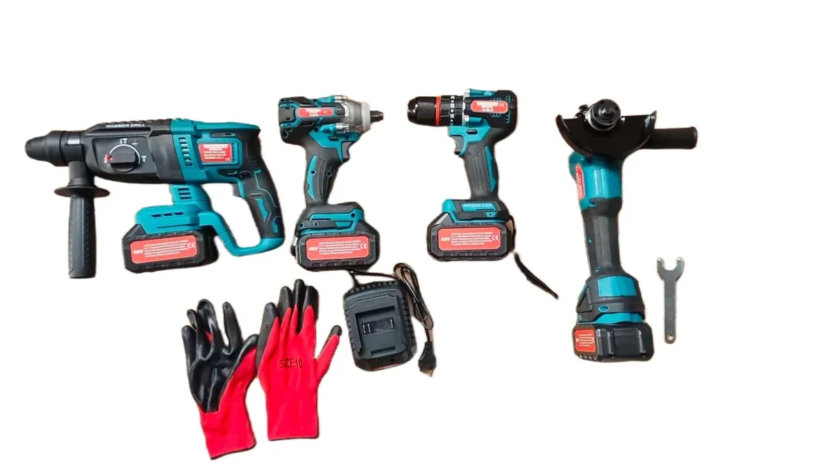 Set scule cu 2 acumulatorI 48v, 8ah, polizor unghiular, ciocan rotopercutor, cheie impact, bormasina Trusa CAMPION PROFESSIONAL CMP1829