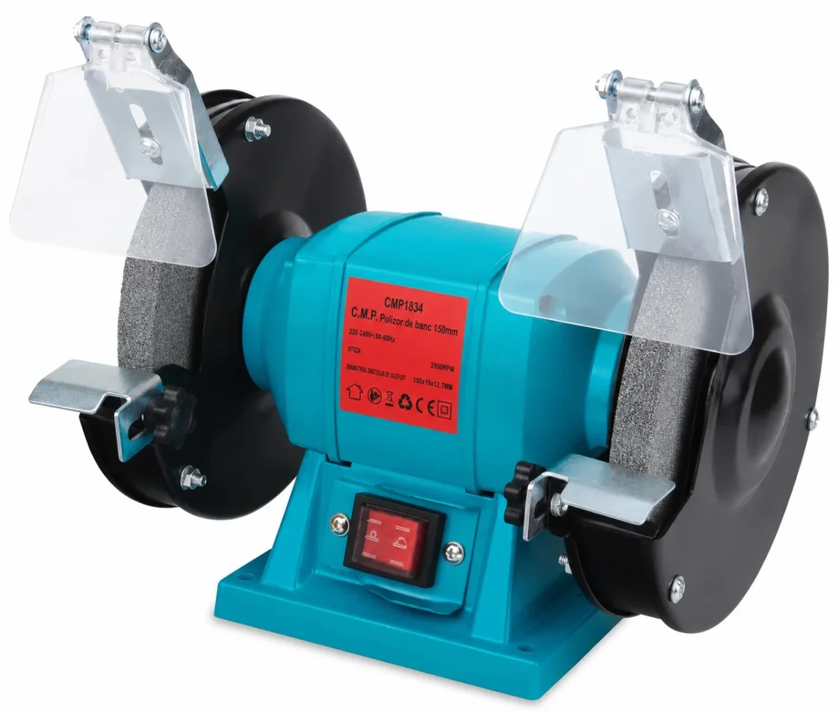 Polizor de banc electric 200mm, 400w, 2950rpm, pietre incluse, protectii duble, 12,7mm, CAMPION PROFESSIONAL CMP1835