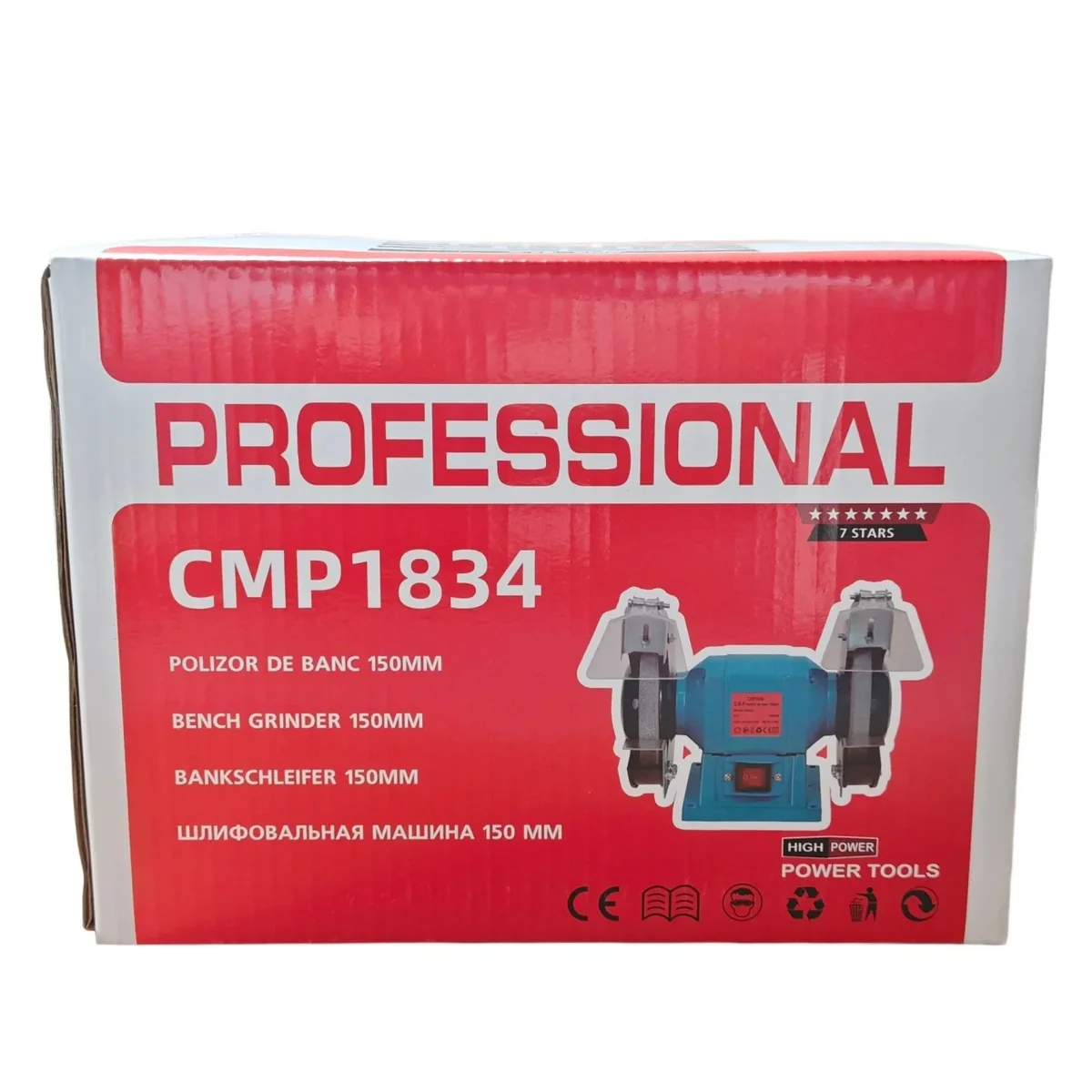 Polizor de banc electric 150mm, 350w, 2950rpm, pietre incluse, protectii duble, 12,7mm, CAMPION PROFESSIONAL CMP1834