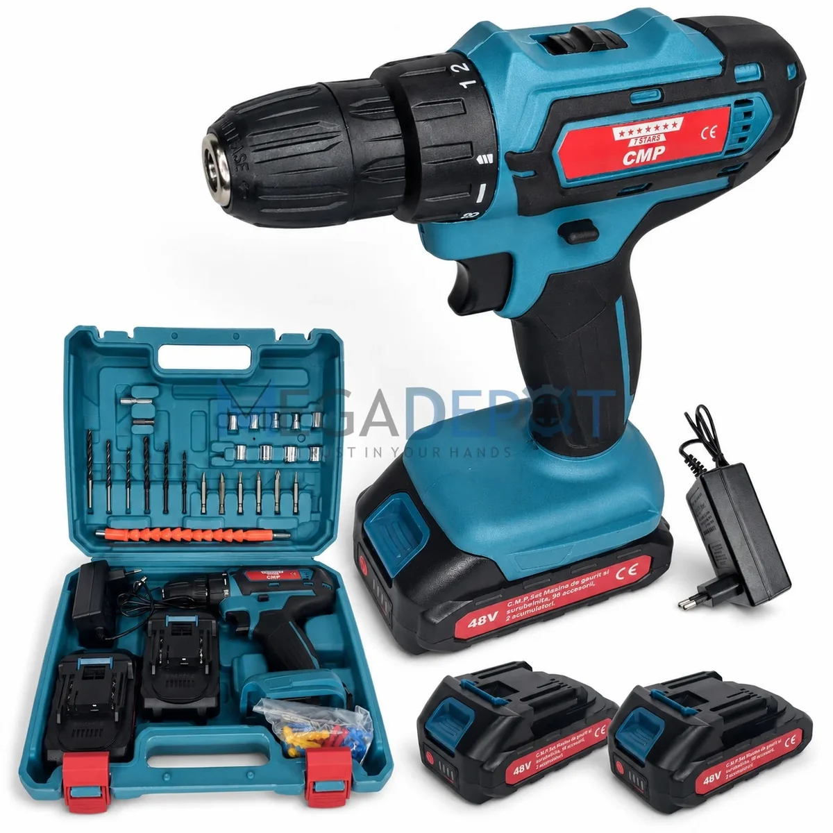 Masina de Insurubat Autofiletanta 48V, 2 Acumulatori 4Ah, 2 Viteze, Trusa Completa 96 Piese, CAMPION PROFESSIONAL CMP1836
