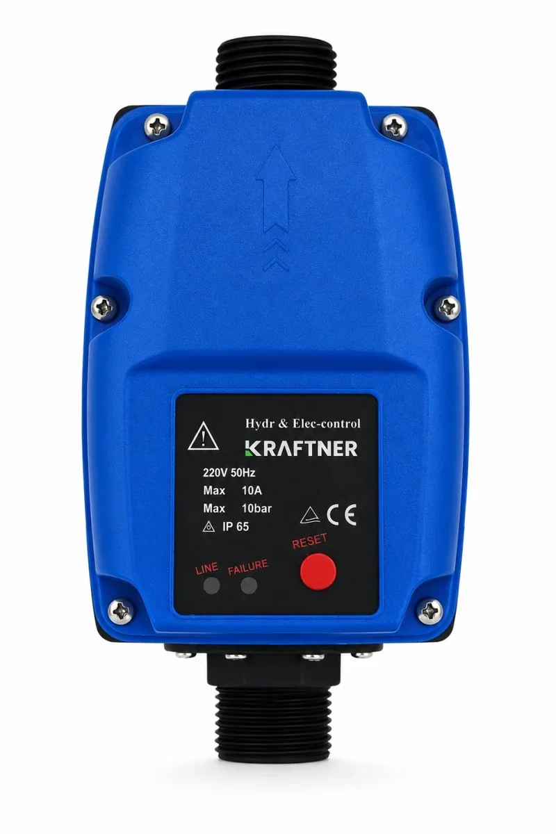 Presostat electronic (prescontrol) pentru pompa de apa 10 bar, 230-240V, 12A, racord 1 inch, pornire reglabila 1-3,5 bar, KRAFTNER KF-5396
