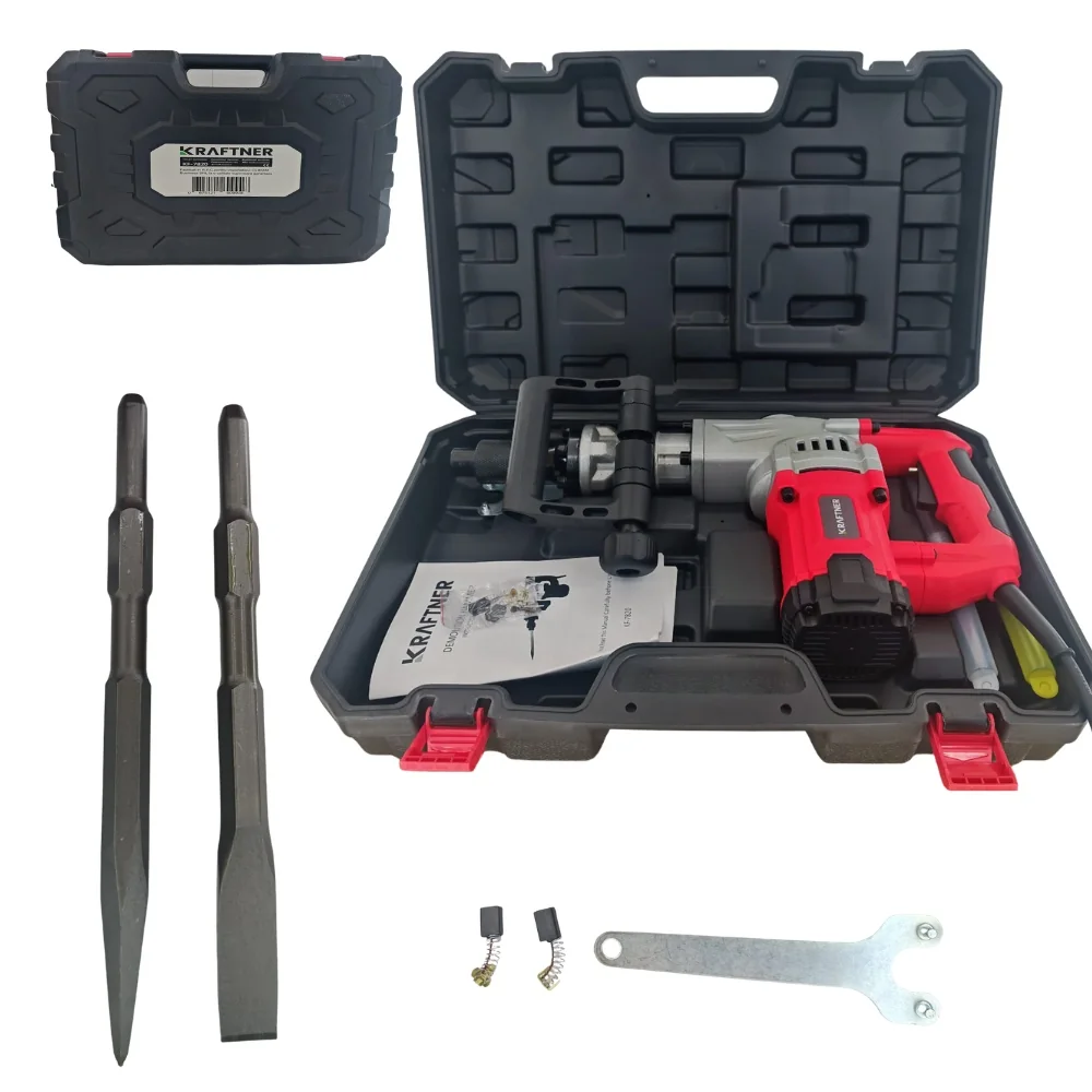 Ciocan demolator (picamer) 2200W, 15J, 4200bpm, prindere HEX 17mm, carbuni de rezerva si valiza de transport, KRAFTNER KF-7820