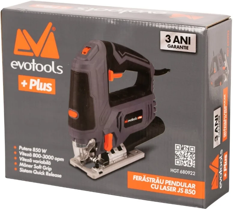 Fierăstrău Pendular Cu Laser 850W, 800-3000RPM, 45 Grade, 6 Trepte, Evotools Plus, 3 Ani Garanție 680922