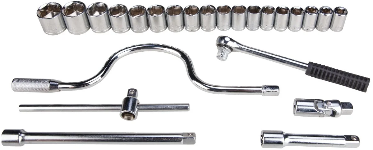 Trusa Chei Tubulare Cu Accesorii 24 Pcs : 10-32 Mm