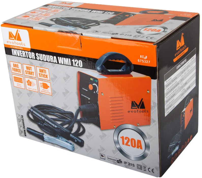 Aparat Sudura Invertor 120A, Afisaj Digital, MMA, Compact Evotools WMI-120, Cod 675327