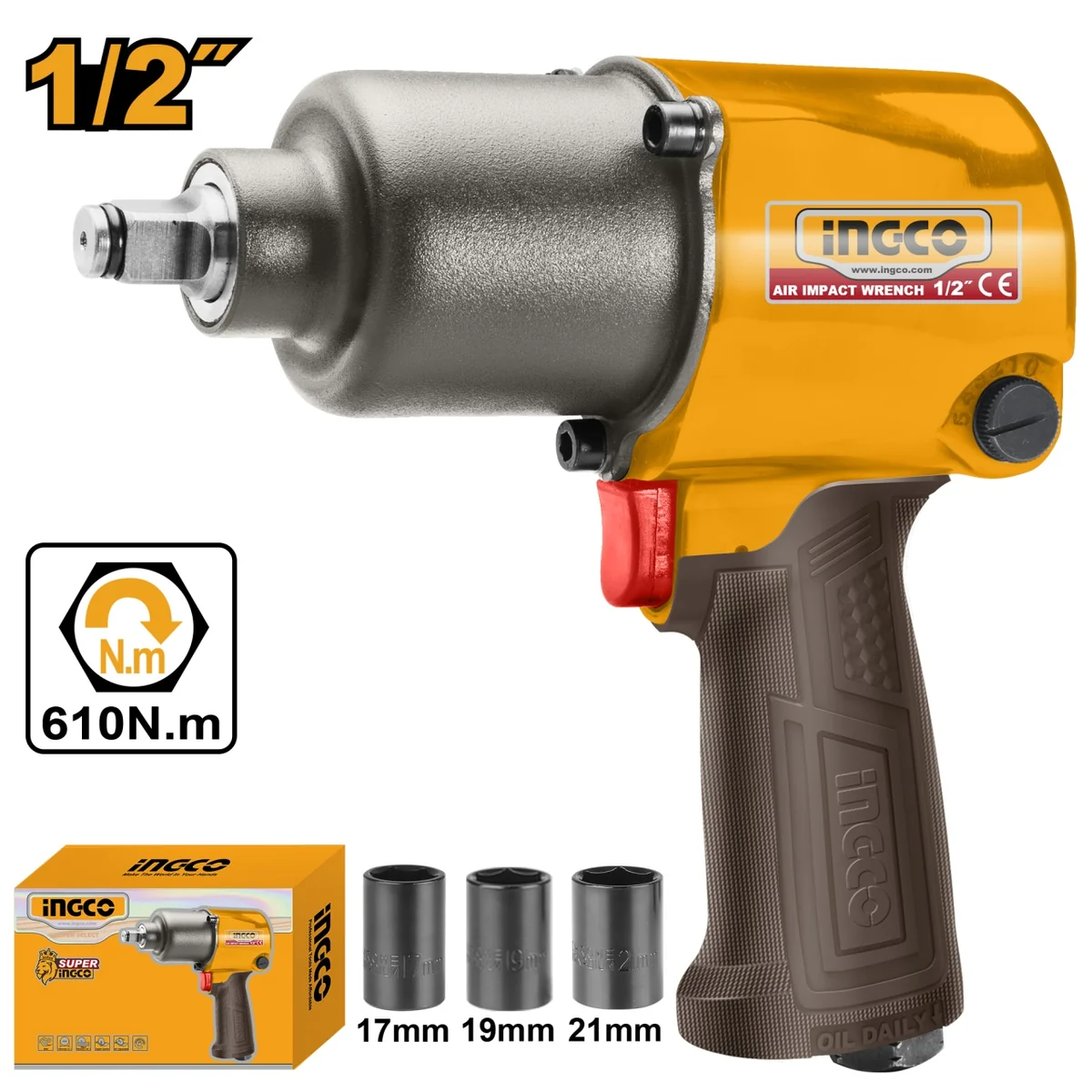 Pistol Impact Pneumatic 1/2 610Nm Ingco AIW12562