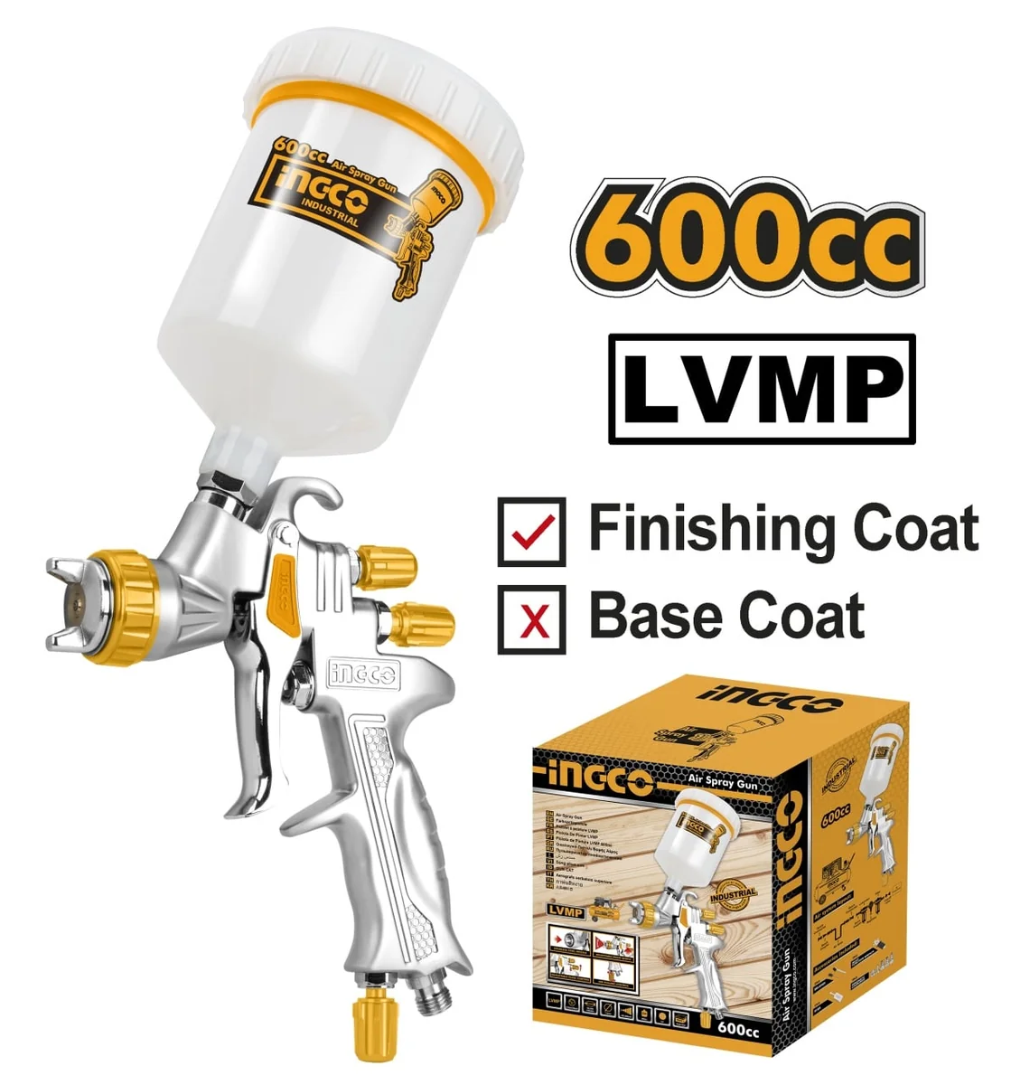 Pistol De Vopsit Cu Aer Lvmp Vas Plastic Sus Ingco ASG1065