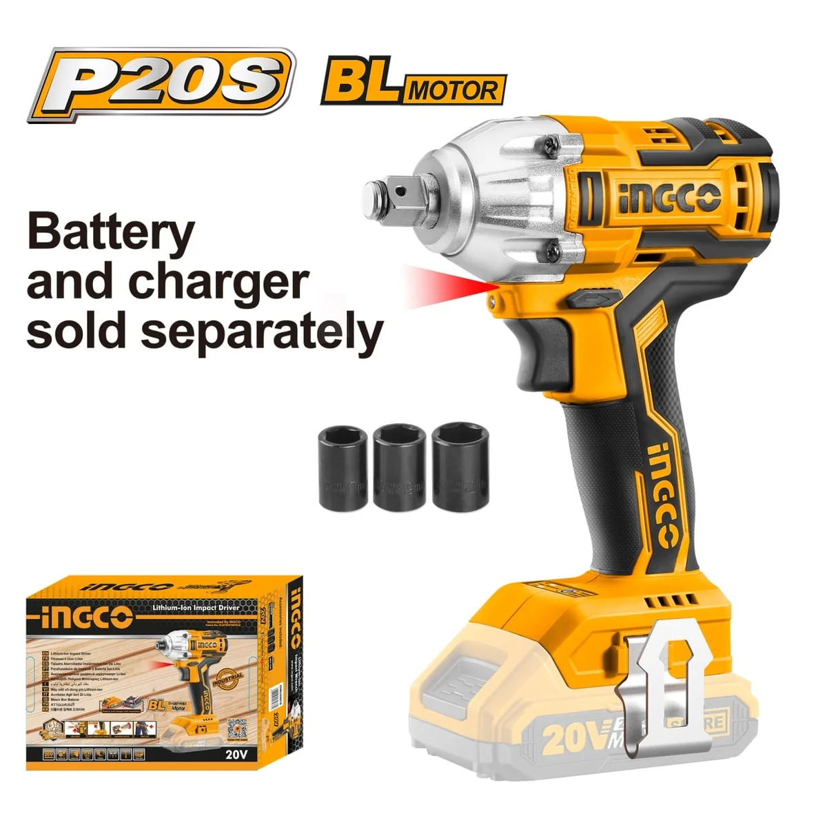 Mașină De Înșurubat Pistol Cu Impact 20V Cap 1/2 300 Nm Cu Acumulator INGCO CIWLI20010