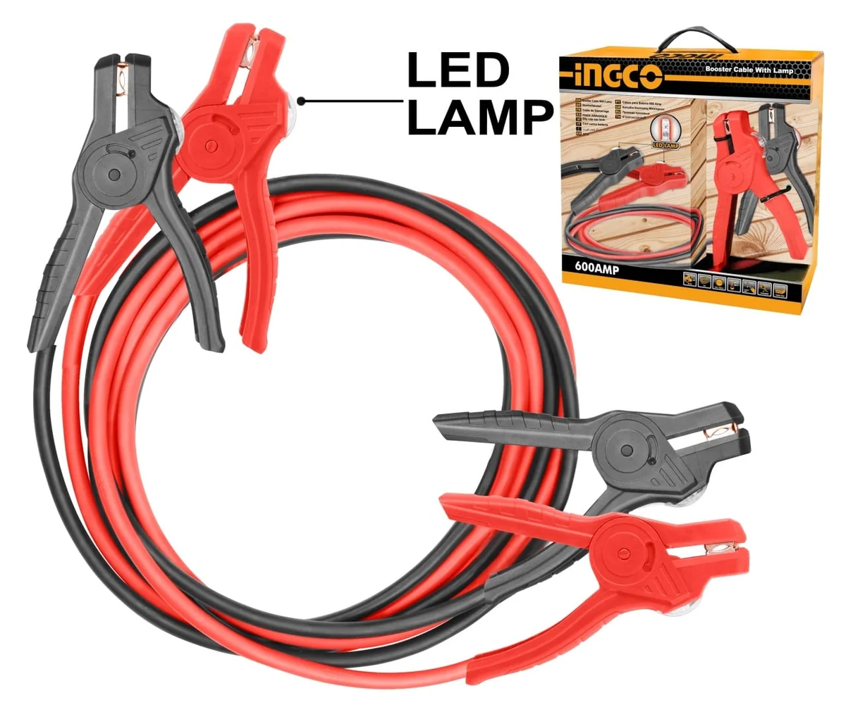 Cabluri Pornire Auto 600A, 3M Cu Led Ingco HBTCP6008L