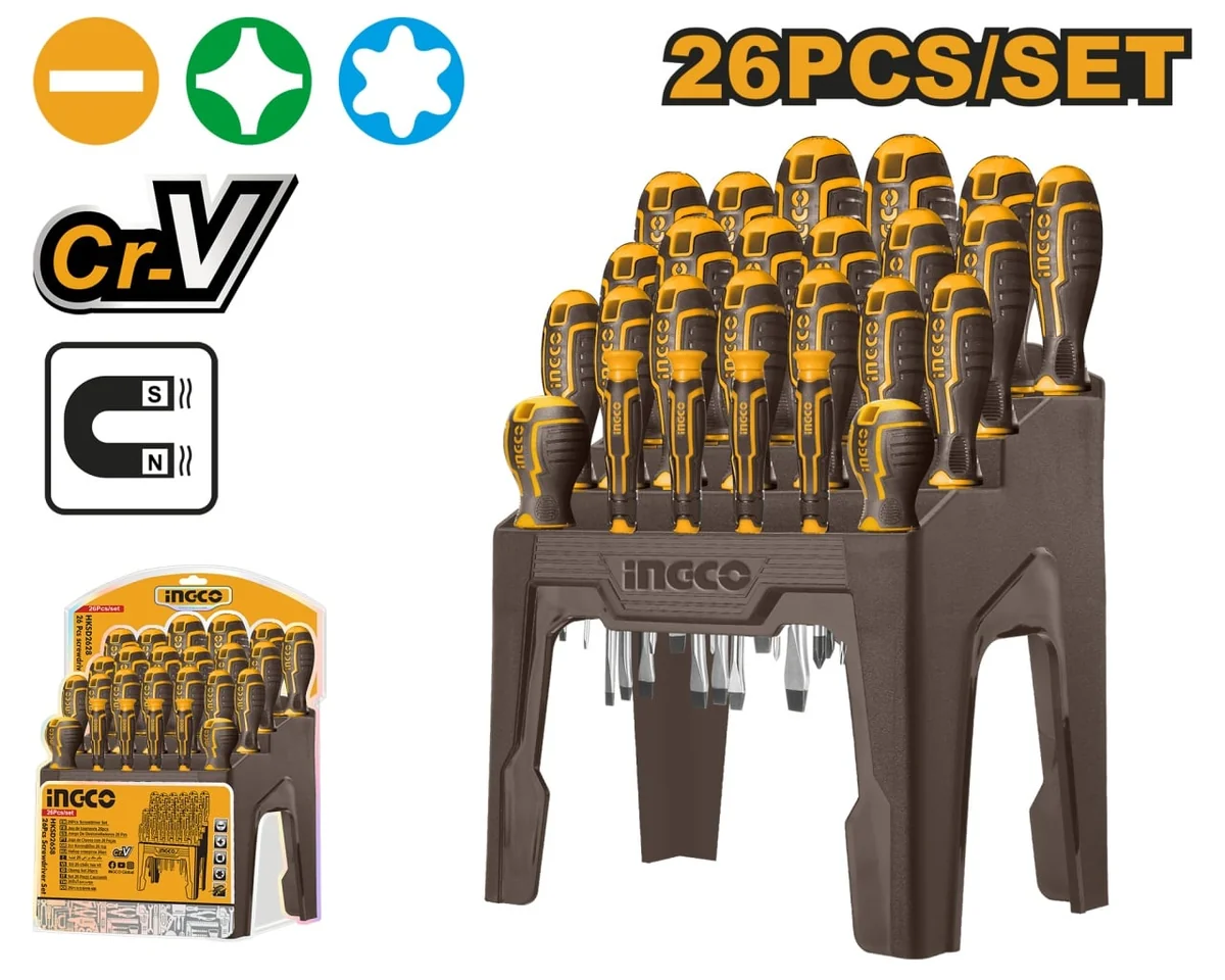 Set Surubelnite 26 Bucati Cu Suport, Ingco HKSD2628