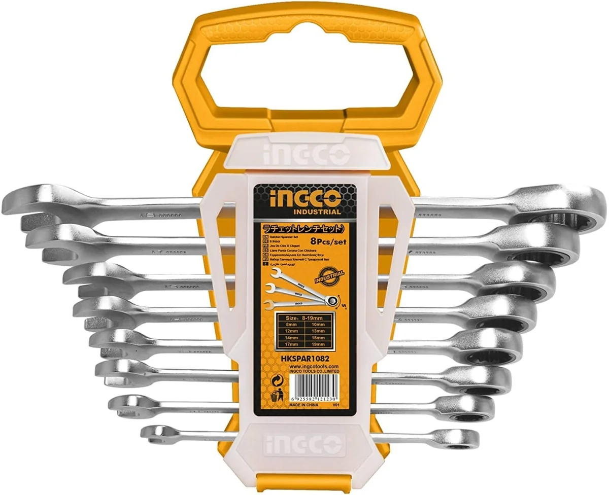 Set Trusa Chei Combinate Cu Clichet 8-19mm 8 Buc, Ingco HKSpar1082