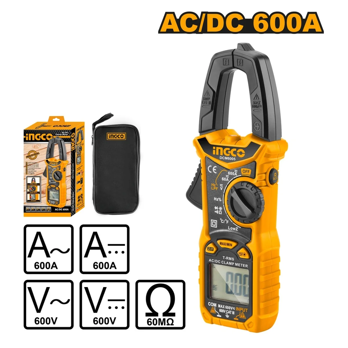 Aparat De Masura Multimetru / Clampmetru Tip Cleste 600 A Ingco DCM6005