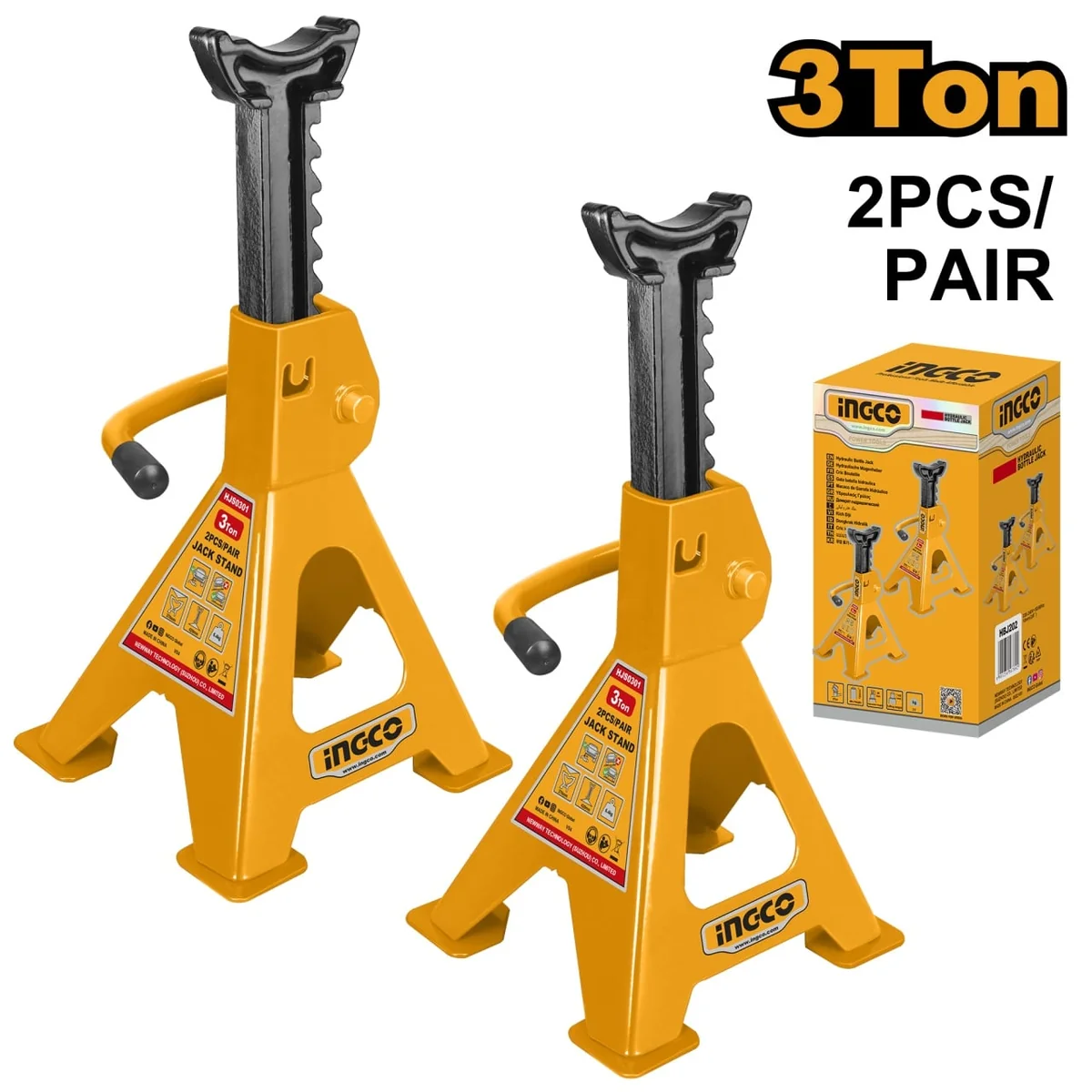 Set Capre Suport Auto 3T Cu Siguranta 2 Buc, Ingco Hjs0301