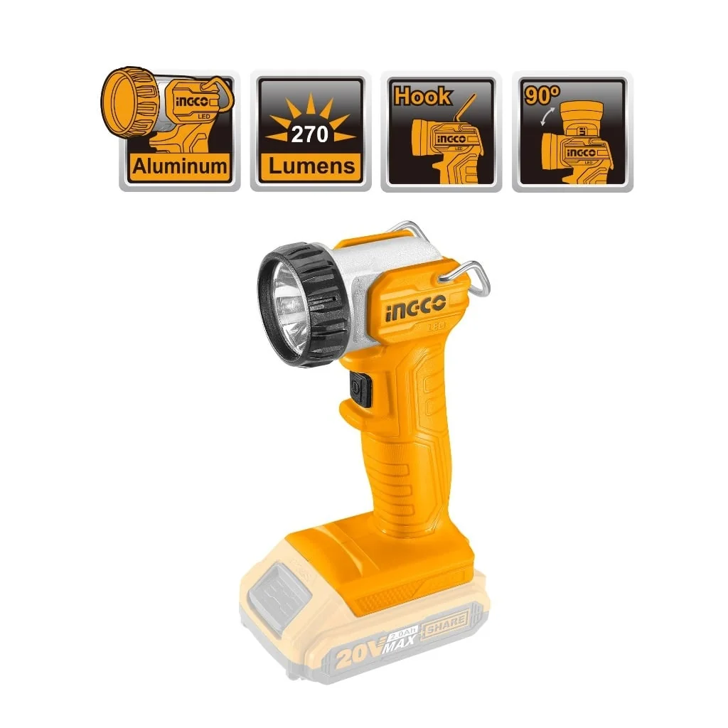 Lanterna Led 20V 270 Lumeni - Fără Acumulator Ingco CWLI2038