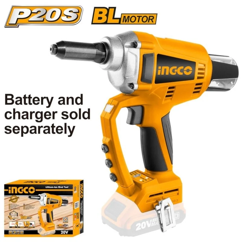 Pistol Pentru Nituri Nituit Electric 20V, 25mm, 20kN, Fara Acumulator Ingco CRTLI2005