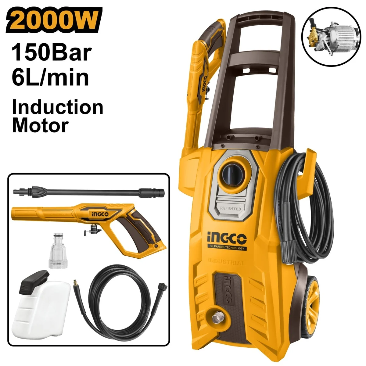 Aparat De Spălat Cu Presiune Turbojet 2000W 150 Bar INGCO HPWR20008