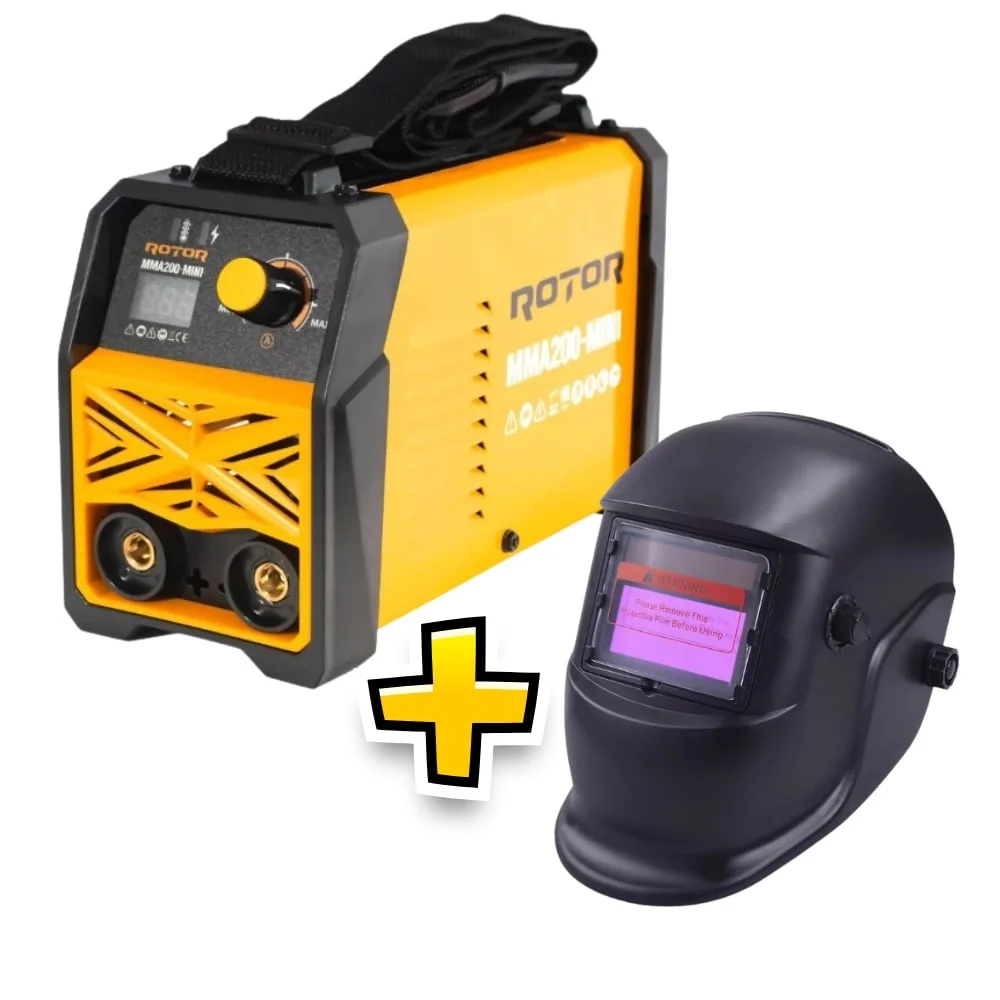 Super Pachet Aparat De Sudura LCD Color Rotor MMA200-MINI + Masca De Sudura Automata Campion CMP1310