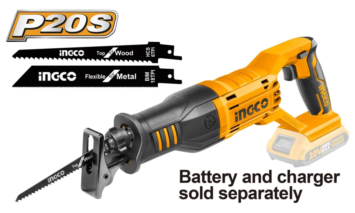 Fierastrau Sabie 20V, 2800 Rpm, Fara Acumulator P20S, Ingco CRSLI1151