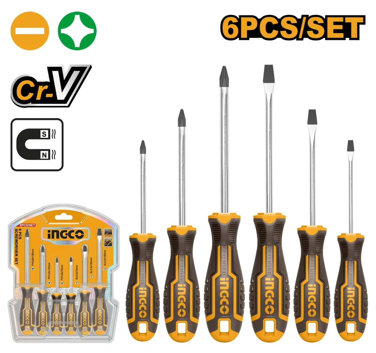 Surubelnite Set 6 Buc CRV INGCO HKSD0628