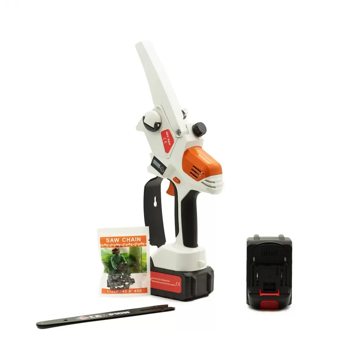 Mini Drujba Electrica Cu 2 Acumulatori, 8Ah, 48V, 200Mm, Ungere Automata, Motor Brushless, Protectie Lama, 8 Campion CMP1699