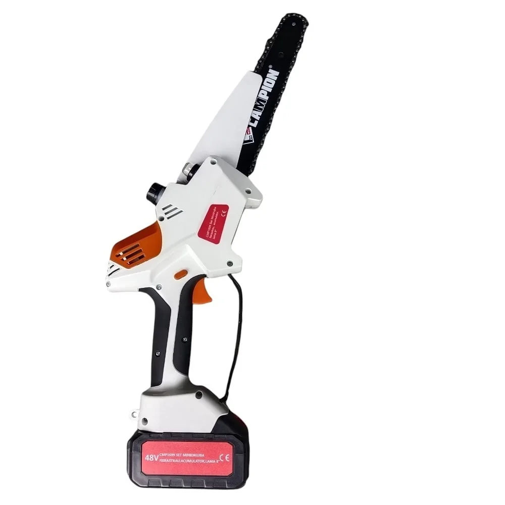 Mini Drujba Electrica Cu 2 Acumulatori, 8Ah, 48V, 200Mm, Ungere Automata, Motor Brushless, Protectie Lama, 8 Campion CMP1699