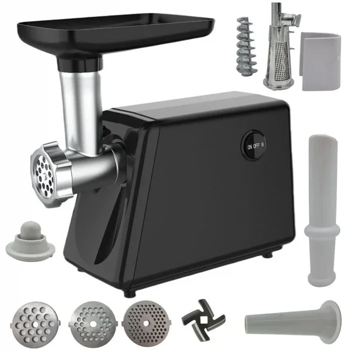 Mașină de Tocat Carne 3500W Electrică Profesională 4 In 1 Adaptor Roșii Cârnați Chiftele Negru Lucios Campion CMP1671