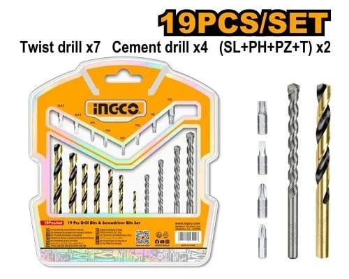 Burghie Metal Beton Si Bits Set 19buc INGCO AKSDB1901