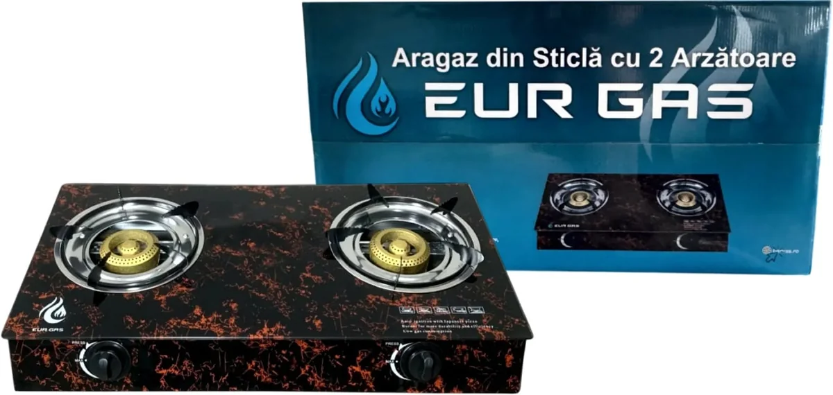 Aragaz Exterior EurGas Sticla 2 Q 2.6 kW Ingco B4014