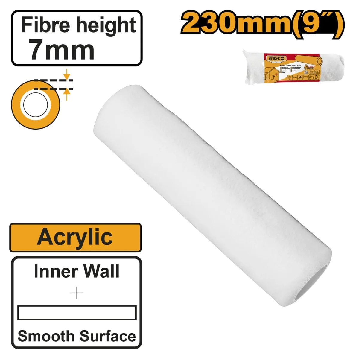 Rezervă Trafalet 230mm, Fibră 12mm Pentru Interior INGCO HRC3323014 – Microfibra pentru Suprafețe Porose