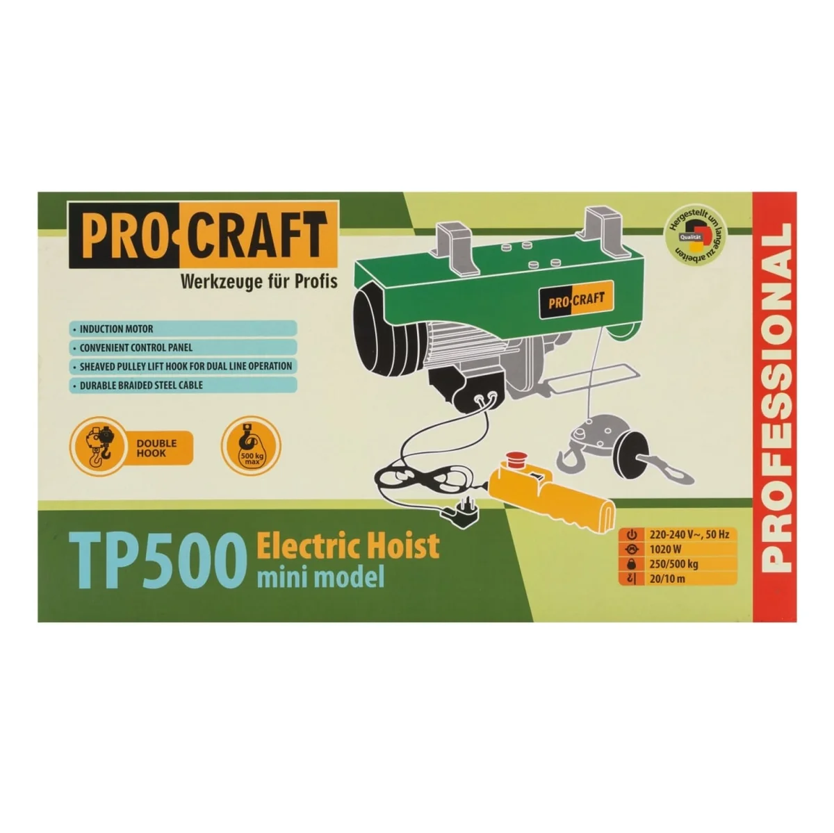 Troliu Electric Electropalan 250/500kg, 1020W, 12m, 8kg, Macara Electrică Procraft TP500
