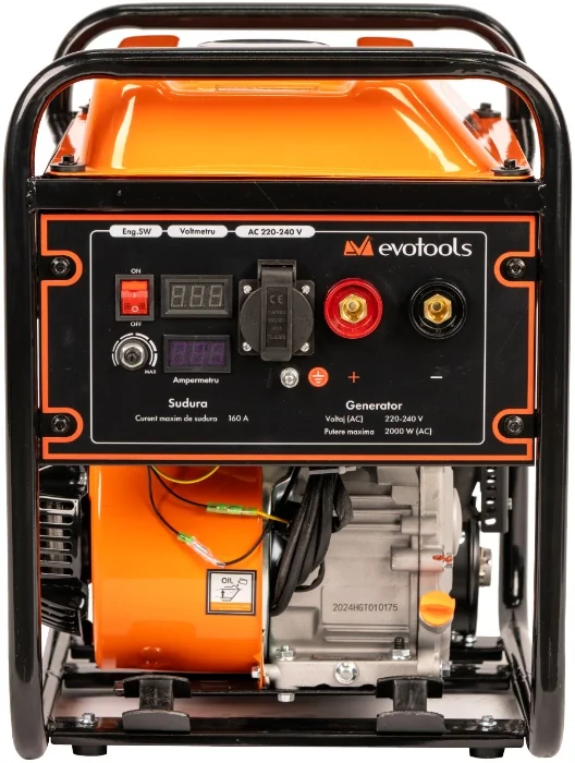Generator De Curent 2-In-1 Cu Invertor Sudura Aparat 160A, 2000W, 4 Timpi, Evotools 683211