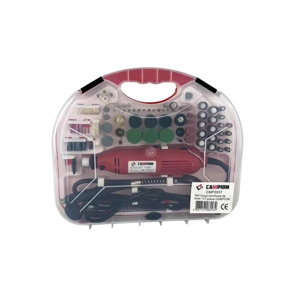 Set Trusa Minifreza Tip Biax 500W, 12000Rpm, Cu Variator, 117 Accesorii, Campion CMP0937 – CMP0937