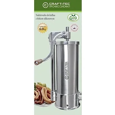 Mașina De Cârnați Verticală 6kg, 6 Palnii, Construcție Inox, Craft-Tec MX127
