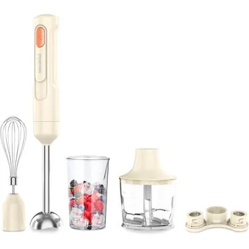 Blender Mixer Cu Baterie 5 In 1, 60W, Fara Fir, 0.5L, Alb, Decakila KMJB042W