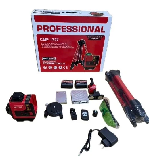 Nivela Laser Cu Trepied 16 Linii, 25M, Display LCD, Timp De Nivelare ≤ 5S, ±0.2 Mm/1M, Profesional, CAMPION PROFESIONAL CMP1727